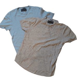 Lot Of 2 Abercrombie & Fitch Beige Green‎ Lightweight T Shirt Top Size M